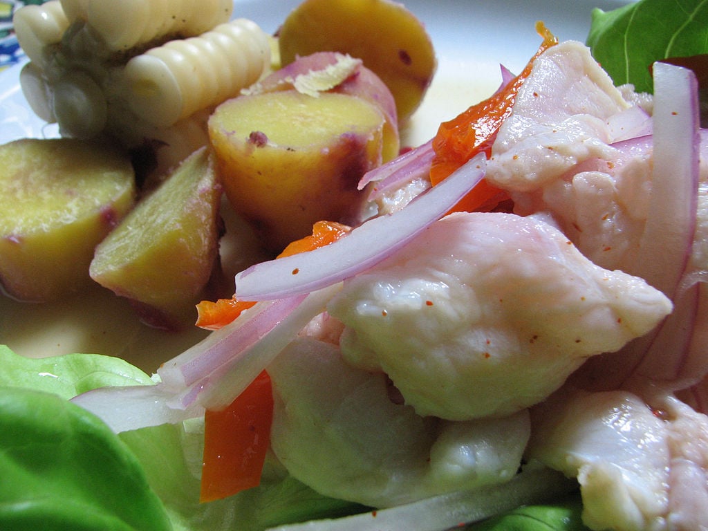 "Cebiche-don-lucho" by Ledelboy Luis Delboy (Don Lucho) - self-made. Originally published in http://donlucho.com. Licensed under CC BY-SA 3.0 via Wikimedia Commons.