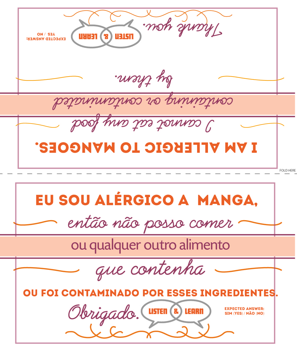 Mangoes Allergy Card Portuguese Listen & Learn USA & Canada