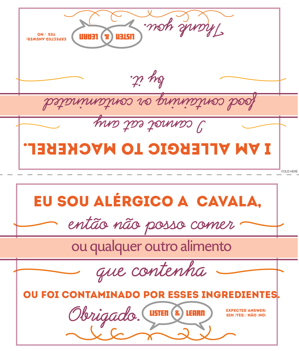 Mackerel Allergy Card Portuguese Listen & Learn USA & Canada