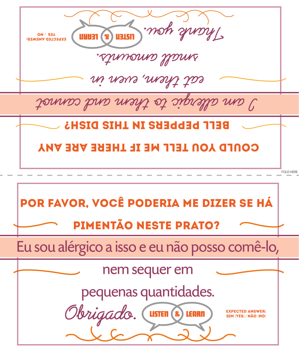 Bell peppers Allergy Card Portuguese Listen & Learn USA & Canada