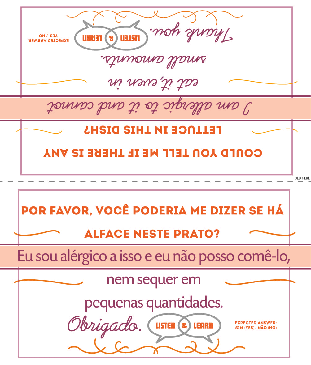 Lettuce Allergy Card Portuguese Listen & Learn USA & Canada