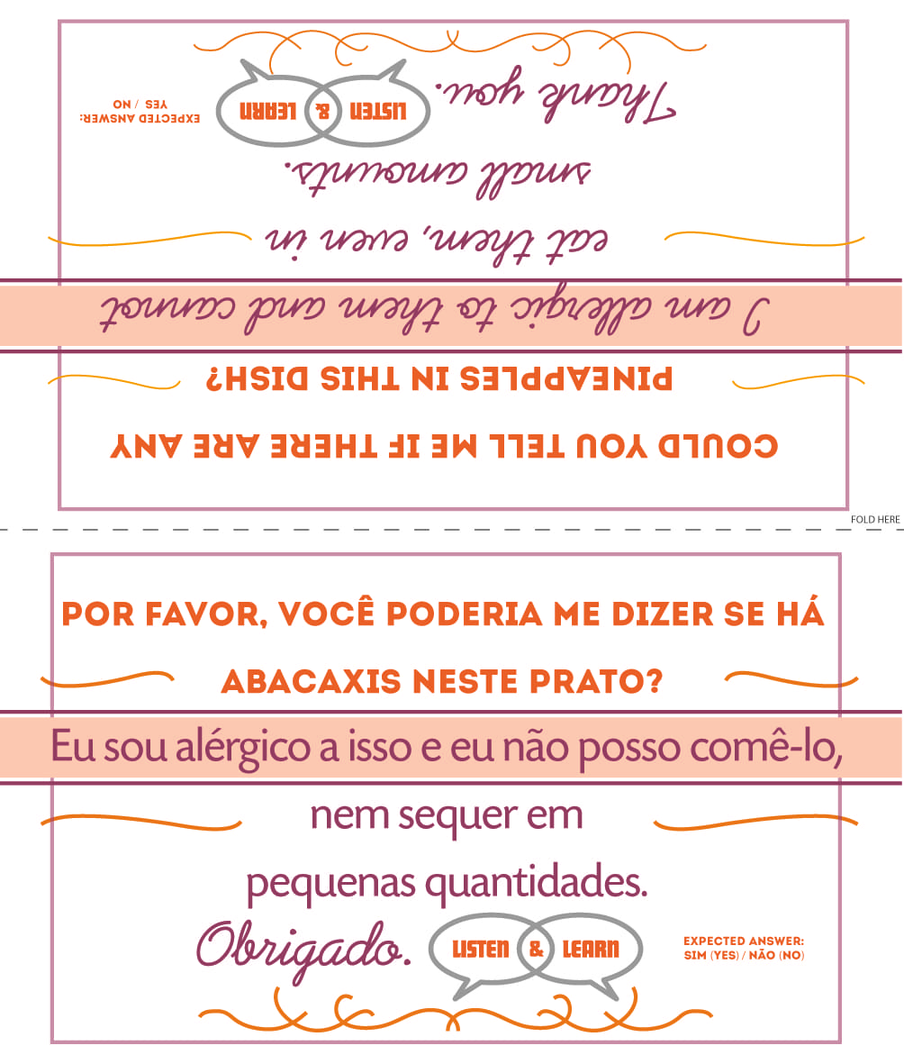 Pineapples Allergy Card Portuguese Listen & Learn USA & Canada