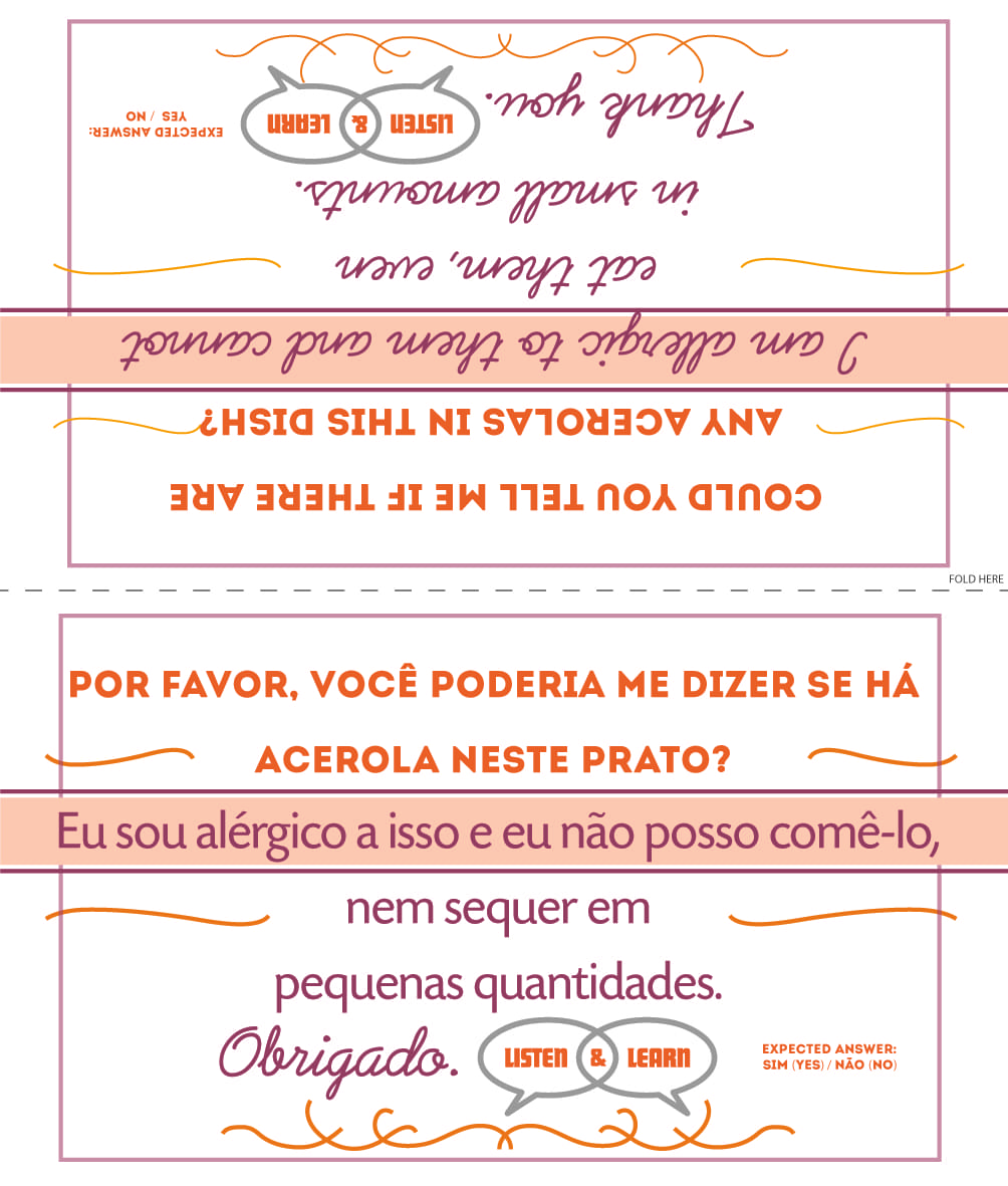 Acerolas (Barbados cherry) Allergy Card Portuguese Listen & Learn