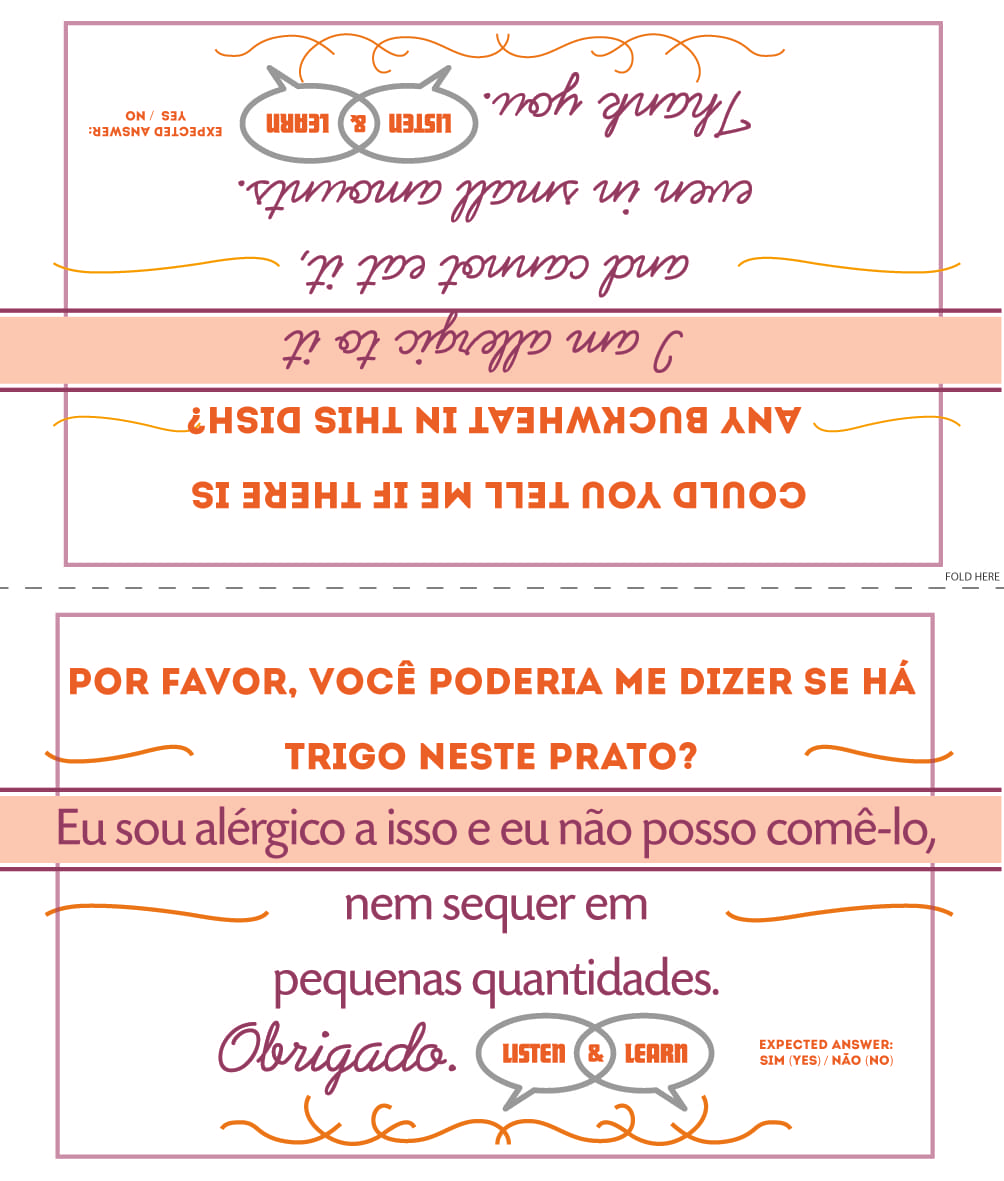 Buckwheat Allergy Card Portuguese Listen & Learn USA & Canada