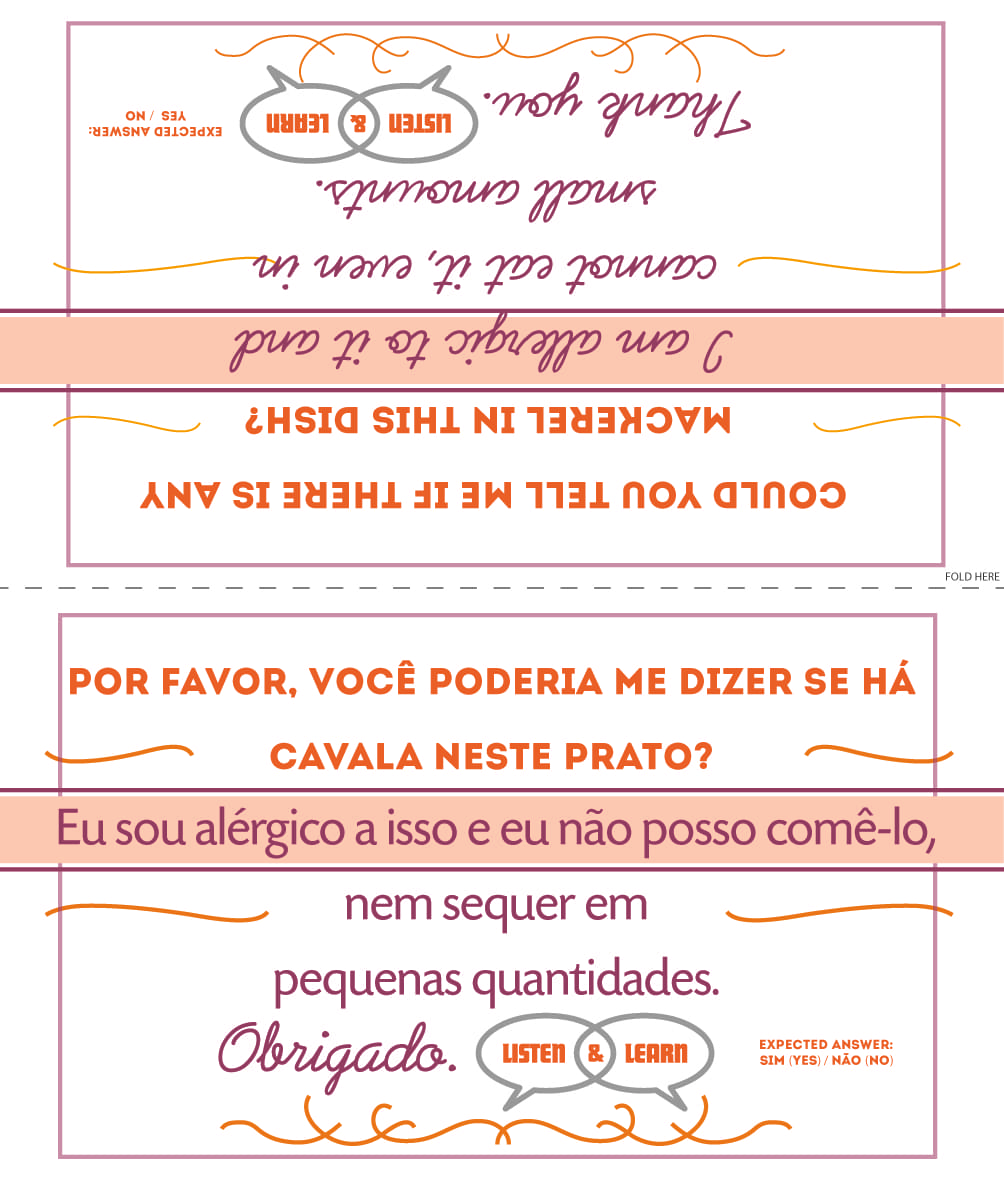 Mackerel Allergy Card Portuguese Listen & Learn USA & Canada