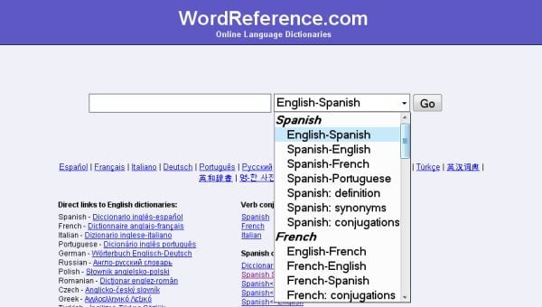 WordReference Spanish - Screen capture